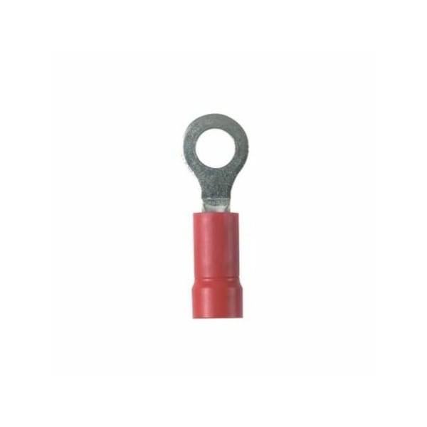 Panduit Ring Terminal, 1/4 in Stud Size, 18 AWG, 600 V, Vinyl Insulated, Red, 100 PK PV18-14R-CY - main